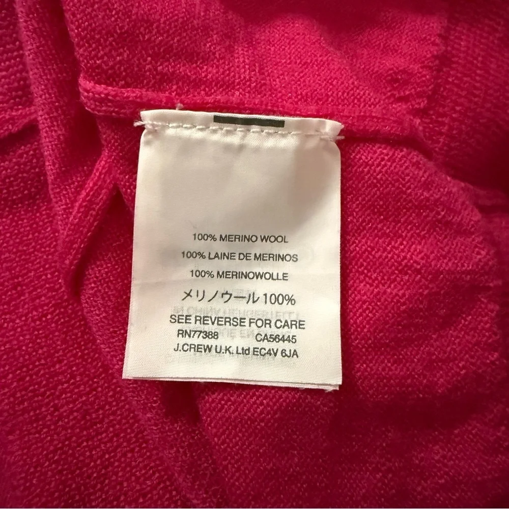 J. CREW Preppy 100% Merino Wool Ruffle Front Tippi Sweater in Pink Size M